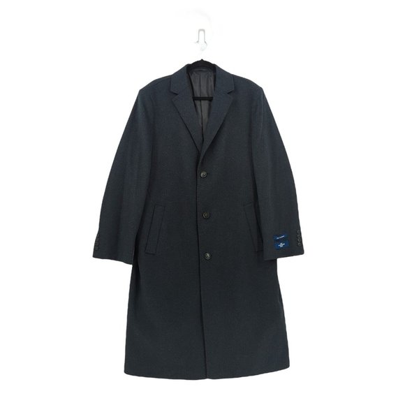 Hart Schaffner Marx Men's 42 L Top Coat Gray Long Single Breasted Cashmere Wool - Picture 2 of 10